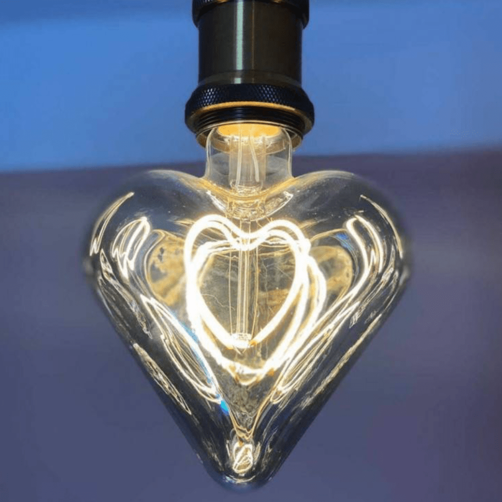 Smoky Grey Heart shaped LED filament bulb
