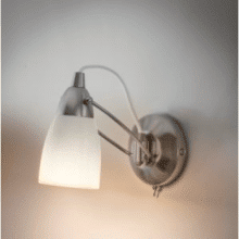 Wall light with white porcelain shade and industrial-style shiny nickel base
