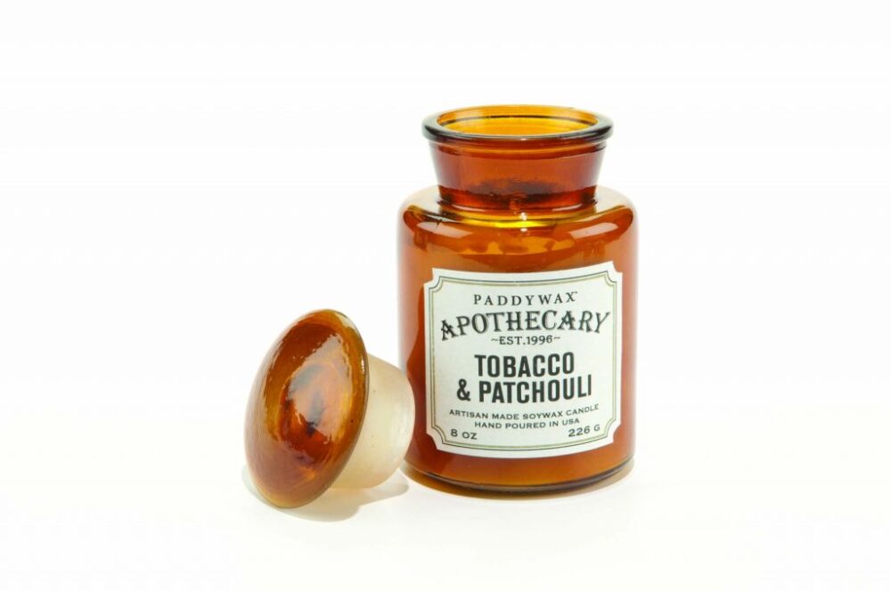Apothecary 8oz Tobacco & Patchouli Farmouse Glass Candle