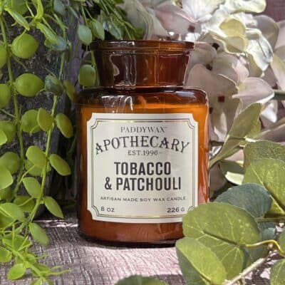 Apothecary 8oz Tobacco & Patchouli Farmouse Glass Candle