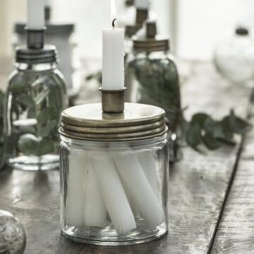 Candle Holder Glass Jar Low