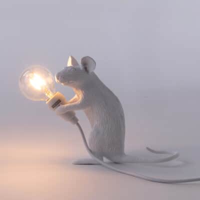 Seletti Sitting White Mouse Lamp