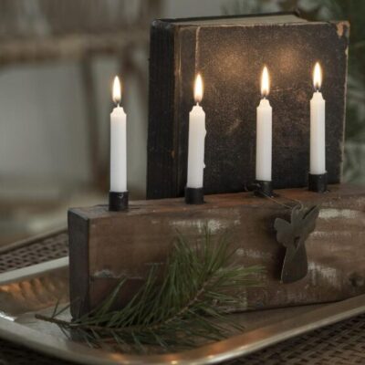 Wooden taper candle holder for four taper candles