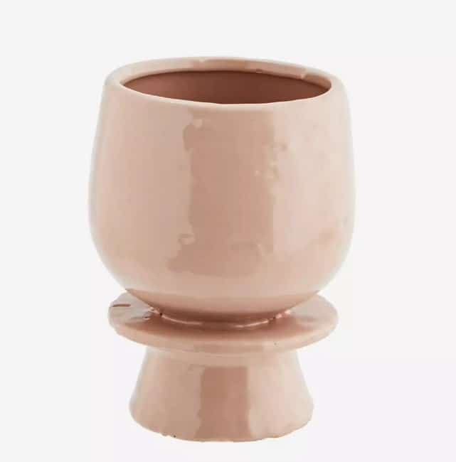 Pink stoneware vase for plants flowers and decor