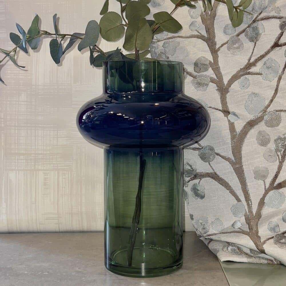 green blue ombre glass vase for flowers and decor