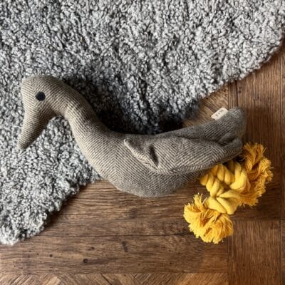 Duck dog toy with yellow rope legs