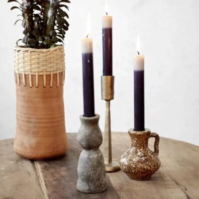 rustic dinner candle holder in grey brown
